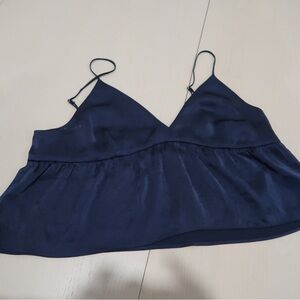 Navy Blue Satin Camisole Top